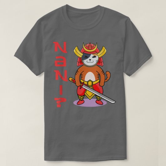 Anime cat says nani what eclamation samurai katana tシャツ (デザイン正面)