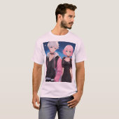 Anime Coule Love Tシャツ – かわいい男の子と女の子のデザイン (正面フル)