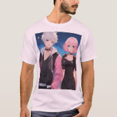 Anime Coule Love Tシャツ – かわいい男の子と女の子のデザイン (正面)