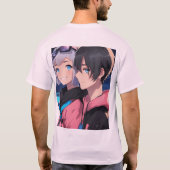 Anime Coule Love Tシャツ – かわいい男の子と女の子のデザイン (裏面)
