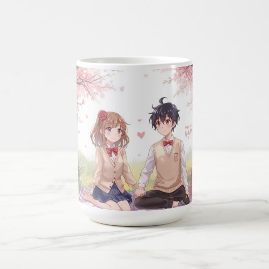 Anime Couple Valentine's Day Mug コーヒーマグカップ (中央)
