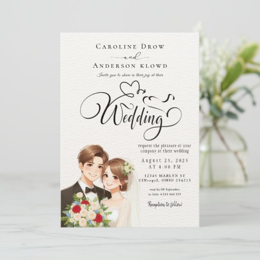 Anime Couple Wedding 招待状 (スタンド正面)
