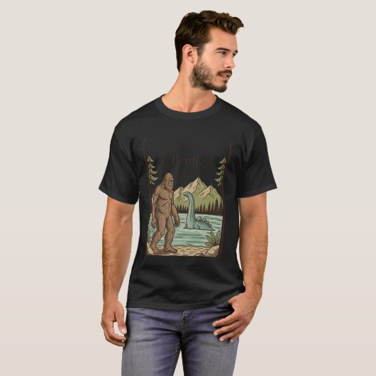 Anime Cryptid Bruh. Retro Sasquatch & Nessie, Otak Tシャツ (正面フル)
