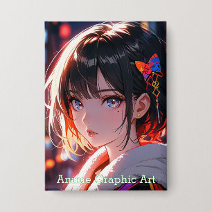 anime cute girl design 缶バッジ