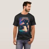 Anime Cyberpunk Super Hero Fighting Giant Robot Tシャツ (正面フル)