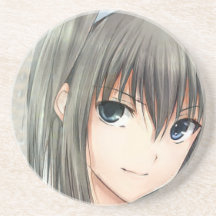 Anime dark-haired girl gray eyes