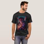 Anime Demon Boy Hero Red Hair Tシャツ (正面フル)