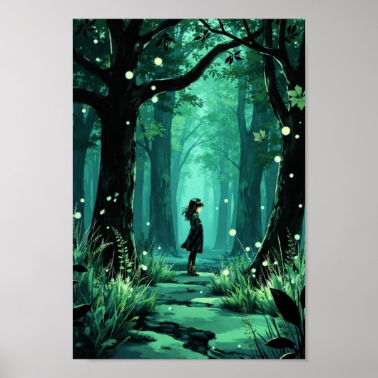 Anime Enchanted Forest Spirit Wall Art ポスター (正面)
