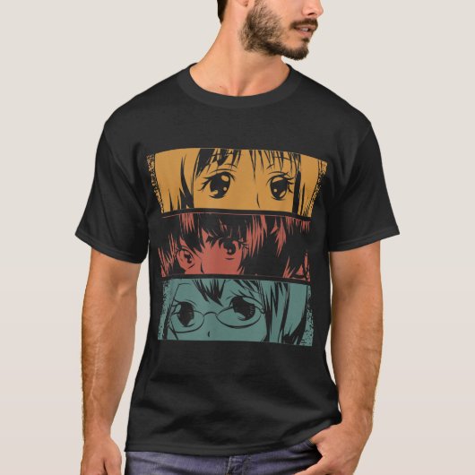 Anime Eyes Retro Aesthetic Design Tシャツ (正面)