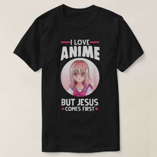 Anime Faith Jesus First Design Tシャツ (デザイン正面)