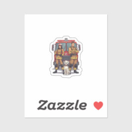 Anime Firefighter Team & Dalmatian Vinyl Sticker シール