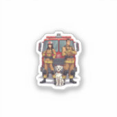 Anime Firefighter Team & Dalmatian Vinyl Sticker シール (正面)