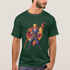 Anime Flame Warrior T-Shirt - Epic Samuraiデザイン Tシャツ