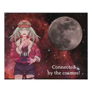 Anime, full moon, Hartnevel, Space ポスター