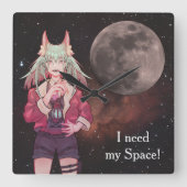 Anime, full moon, Nebula スクエア壁時計 (正面)