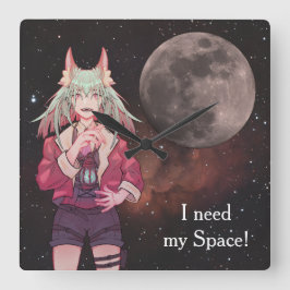 Anime, full moon, Nebula スクエア壁時計