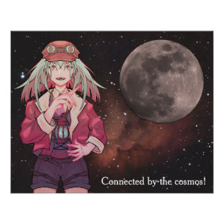 Anime, full moon, Nebula ポスター