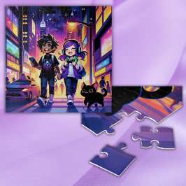 Anime Gaming Coude with Cat | ジグソーパズル