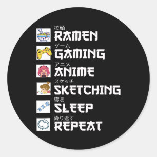 Anime Gaming Repeat Otaku Animeマンガビデオゲーム ラウンドシール