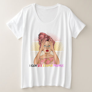 Anime Girl私は愚かな女の子を見ることができる プラスサイズTシャツ
