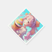 Anime Girl お洒落 with Cupcake誕生日 スタンダードカクテルナプキン (角)