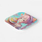 Anime Girl お洒落 with Cupcake誕生日 ペーパープレート (傾斜あり)