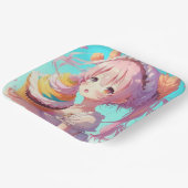 Anime Girl お洒落 with Cupcake誕生日 ペーパープレート (傾斜あり)