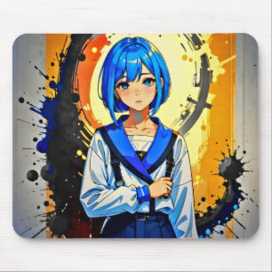 Anime Girl – 青 マウスパッド