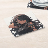 Anime girl #1 スクエアペーパーコースター (アングル)