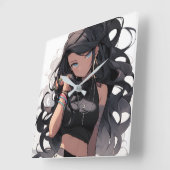 Anime girl #3 スクエア壁時計 (傾斜)