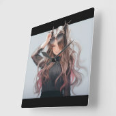 Anime girl #4 スクエア壁時計 (傾斜)