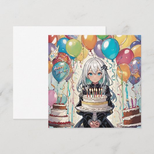 Anime girl A birthday招待状 (正面/裏面)