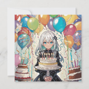 Anime girl A birthday招待状