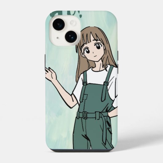 Anime Girl Aesthetic iPhone Case - Cute Cartoon Ph iPhoneケース (裏面)