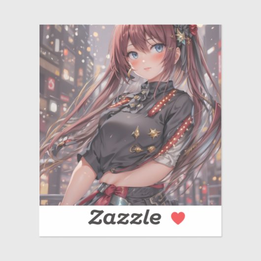 Anime Girl AI生成 シール (シート)