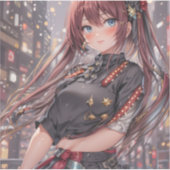 Anime Girl AI生成 シール (正面)