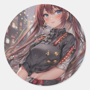 Anime Girl AI生成 ラウンドシール