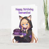 Anime Girl and Dragon Happy Birthday  カード (正面)