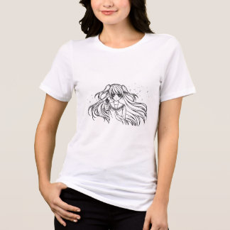 Anime Girl Attitude Line Art トライブレンドＴシャツ