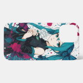 Anime Girl & Butterflies – Coque iPhone Manga Aqua iPhoneケース (裏面横)