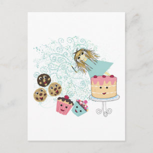 Anime Girl Cupcakes, Cookies, Cake and魔法Wand ポストカード