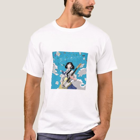 Anime Girl Guitarist Celebration Tシャツ (正面)