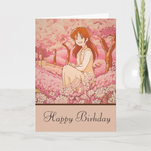 anime girl happy birthday カード (正面)