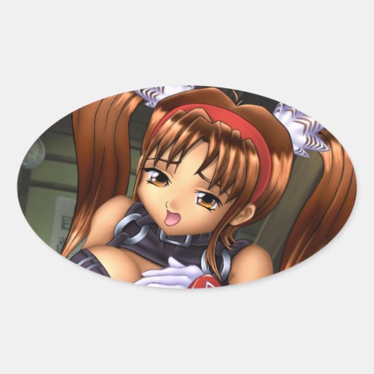 Anime Girl - Honey 楕円形シール (正面)