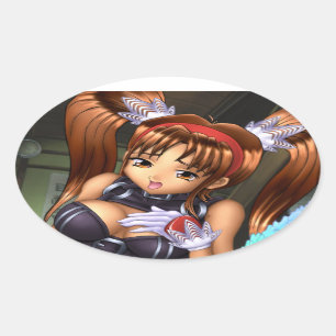 Anime Girl - Honey 楕円形シール