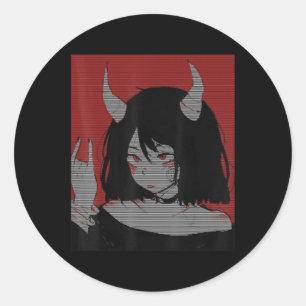 Anime Girl Kawaii Waifu Aesthetic Japanese Otaku ラウンドシール