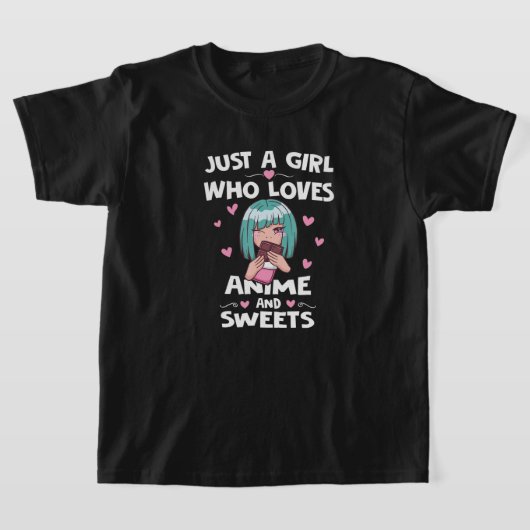 Anime girl Like Sweets JapanかわいいマンガAnimati Tシャツ (レイダウン)