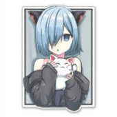 Anime Girl Neko Catgirl Pastel Kawaii Cat Manga Ja シール (正面)