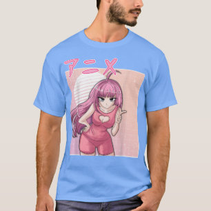 Anime girl retro Japanese vaporwave aesthetic pink Tシャツ
