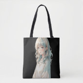 Anime Girl Tote Bag – Blue Hair Style トートバッグ (正面)